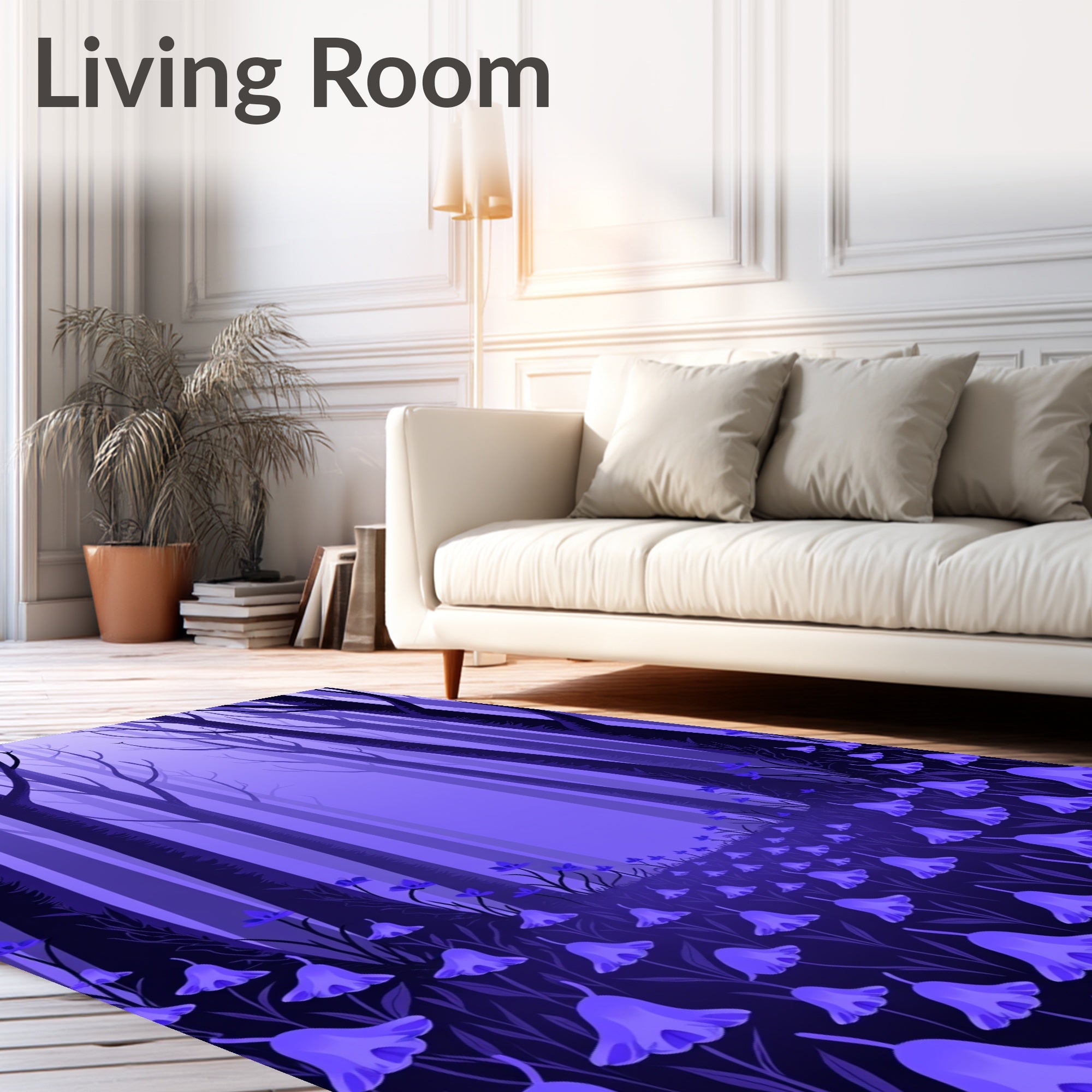 Enchanted Violet Forest Bell Flower Rug