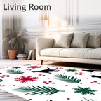 Black Cat Evergreen Snowflake Scatter Rug