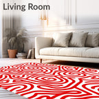 Bold Red Abstract Swirl Organic Rug