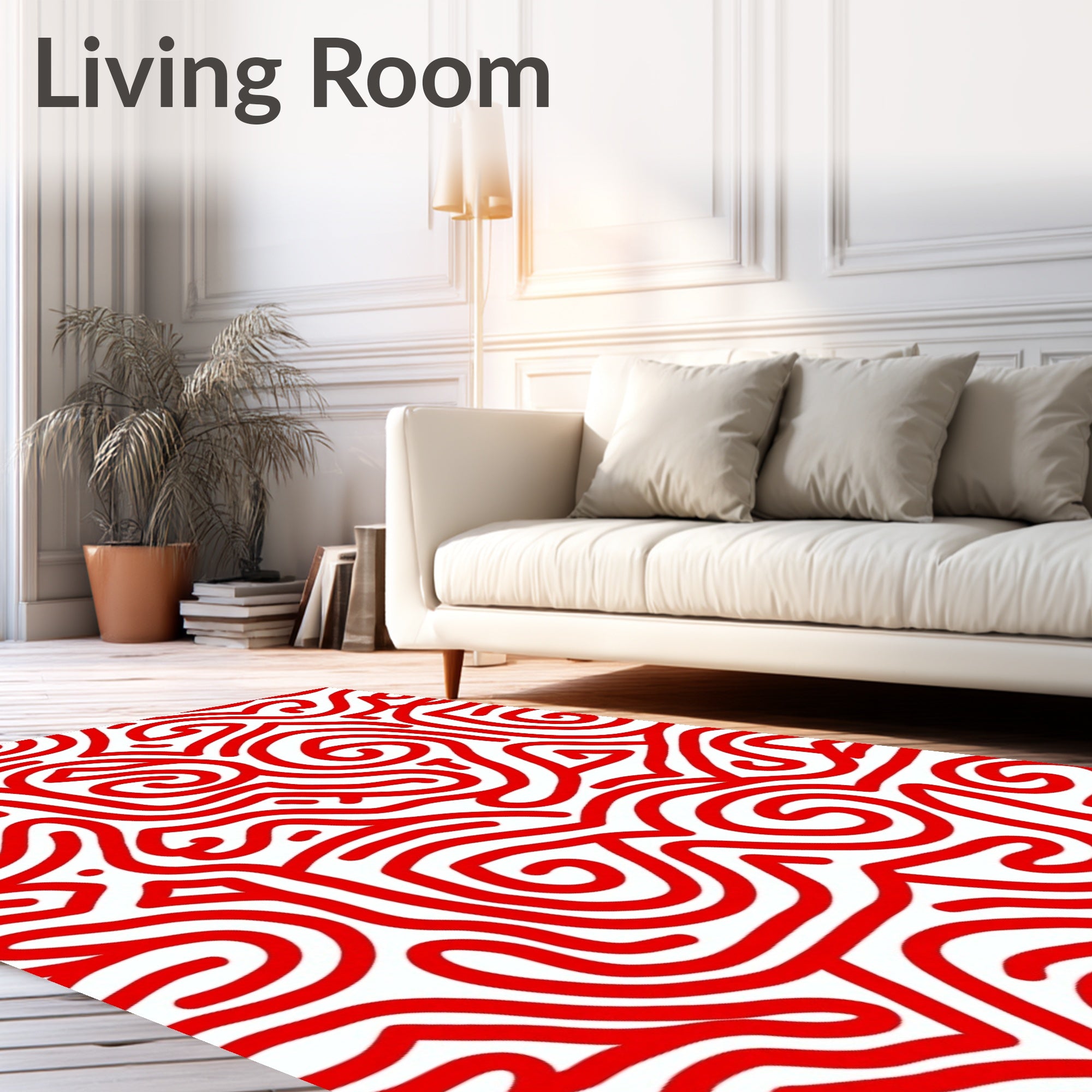Bold Red Abstract Swirl Organic Rug