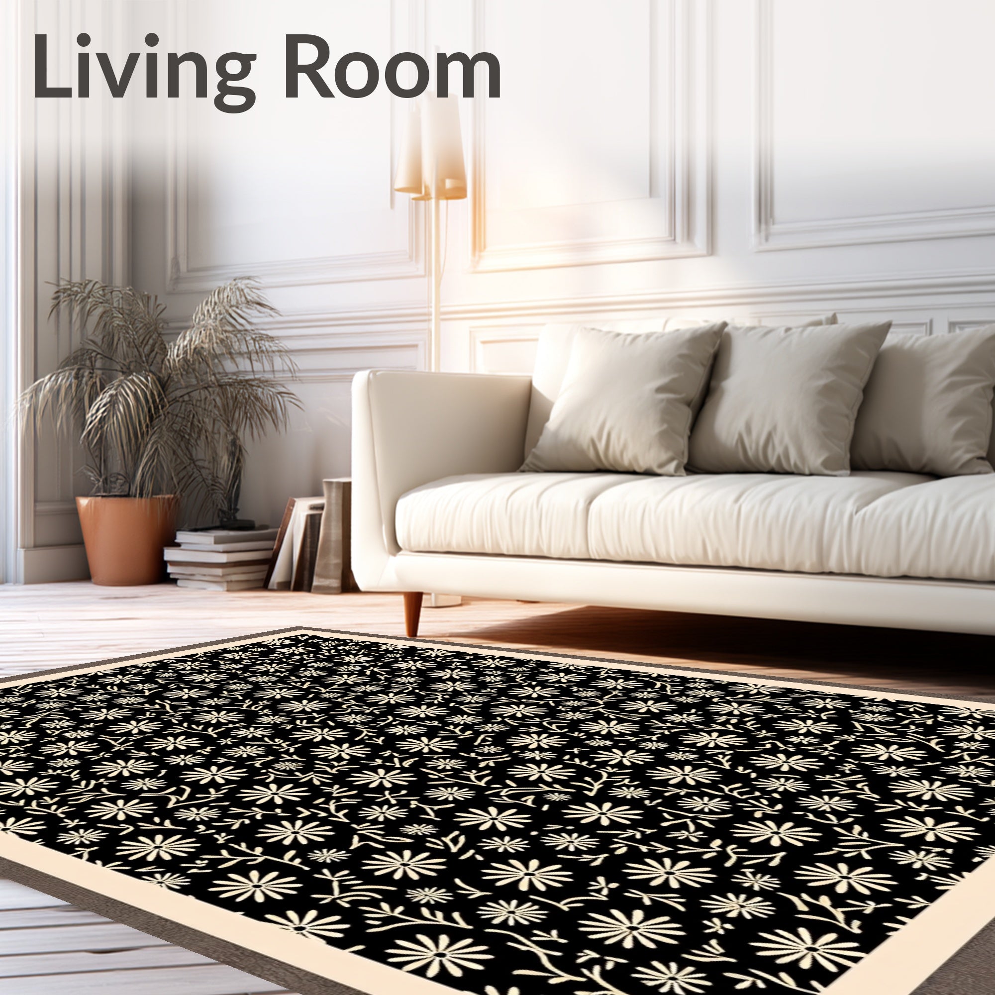 Cream Floral All Over Ground Rug