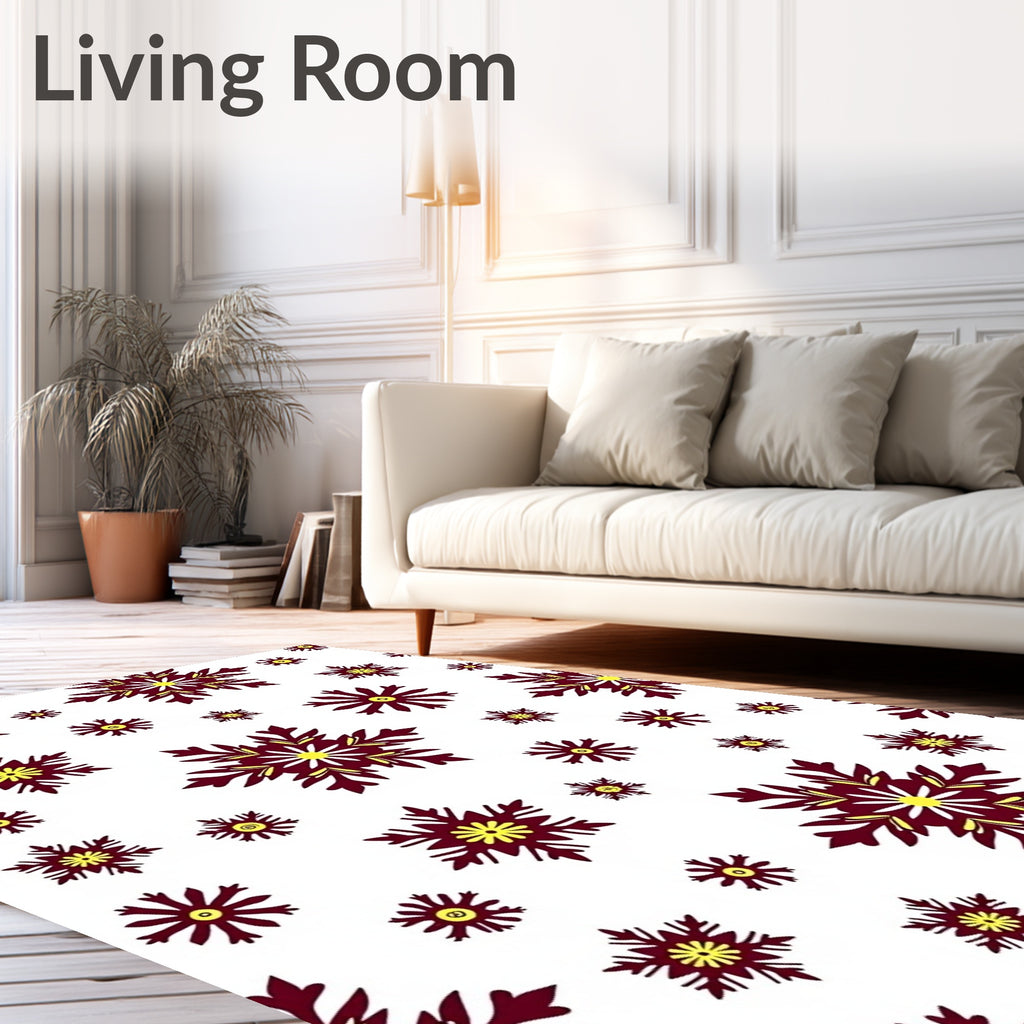 Crimson Yellow Snowflake Cascade Rug