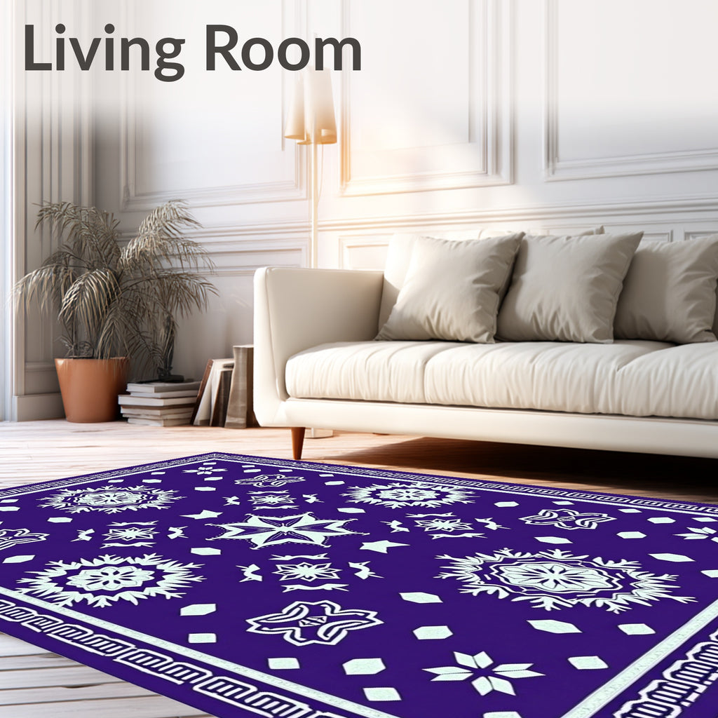 Deep Indigo Starburst Mandala Rug