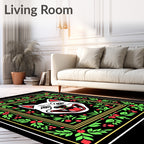 Bold White Dog Floral Border Rug