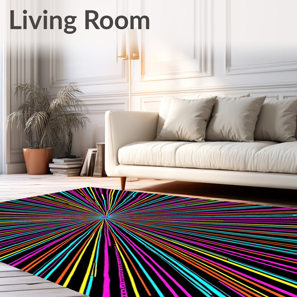 Vibrant Neon Starburst Radial Rug