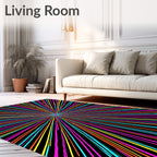 Vibrant Neon Starburst Radial Rug