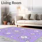 Lavender Floral Medallion Border Rug