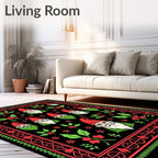 Red Green Gnome Holly Festive Rug