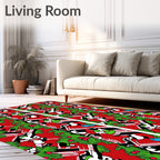 Festive Red Green Whimsical Holiday Characters Rug