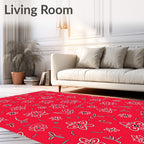 Whimsical Red Floral Scatter Rug