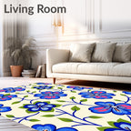 Vibrant Blue Pink Floral Vine Rug