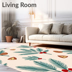 Winter Pine Cone Berry Branch Rug