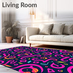 Abstract Pink Swirls Yellow Accents Rug