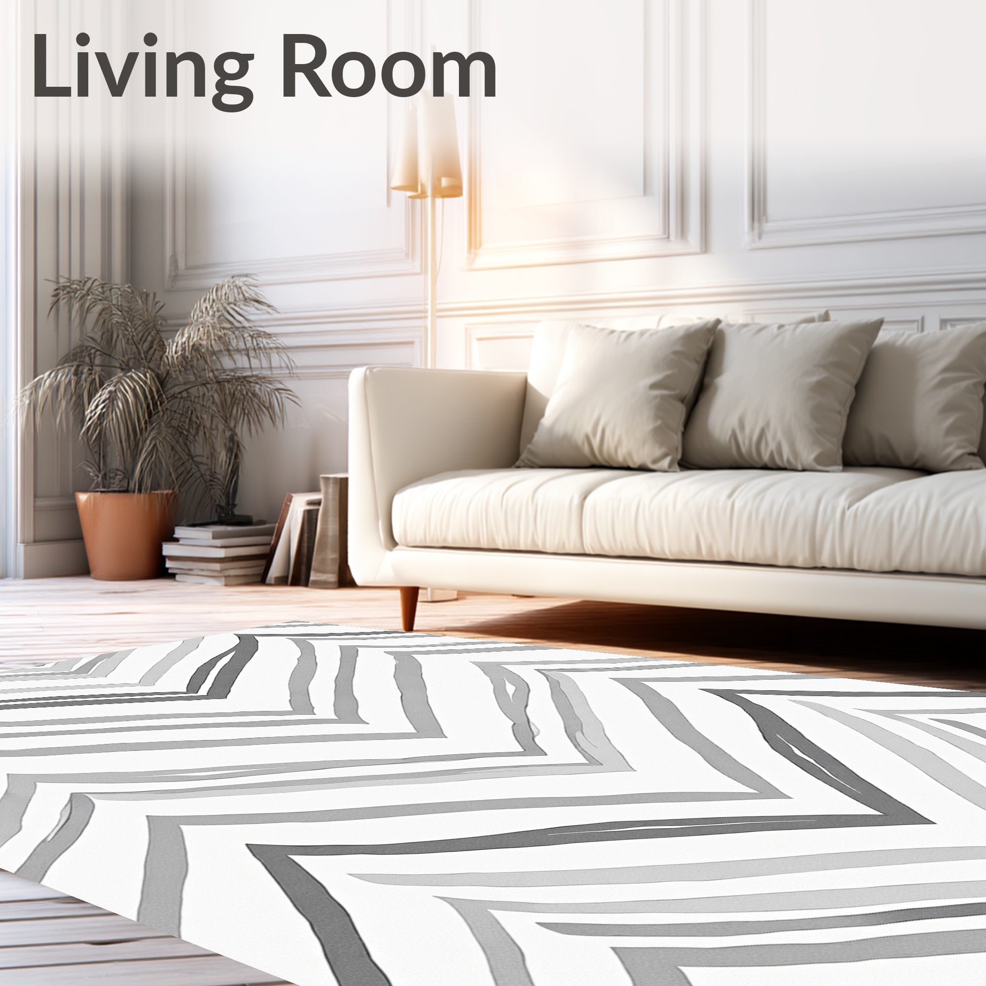 Modern Gray Chevron Stripe Rug