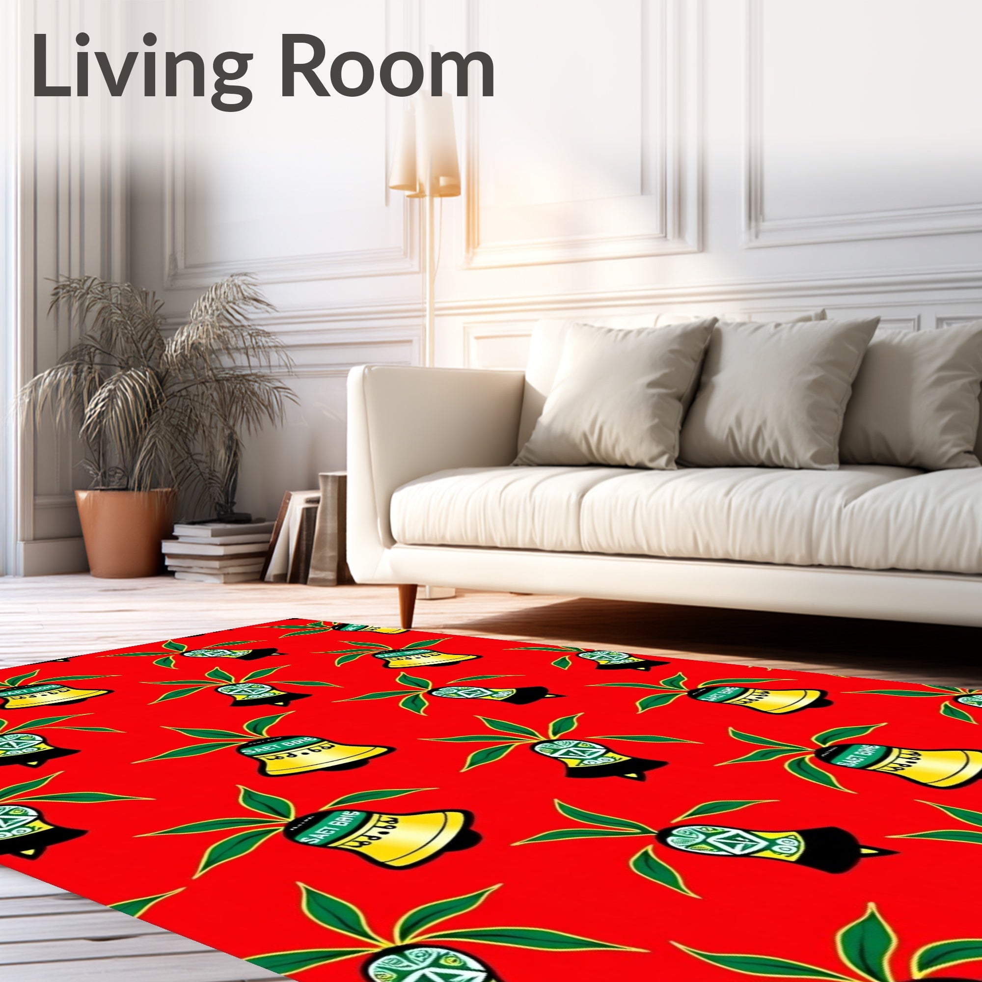 Festive Yellow Bell Foliage Scatter Rug