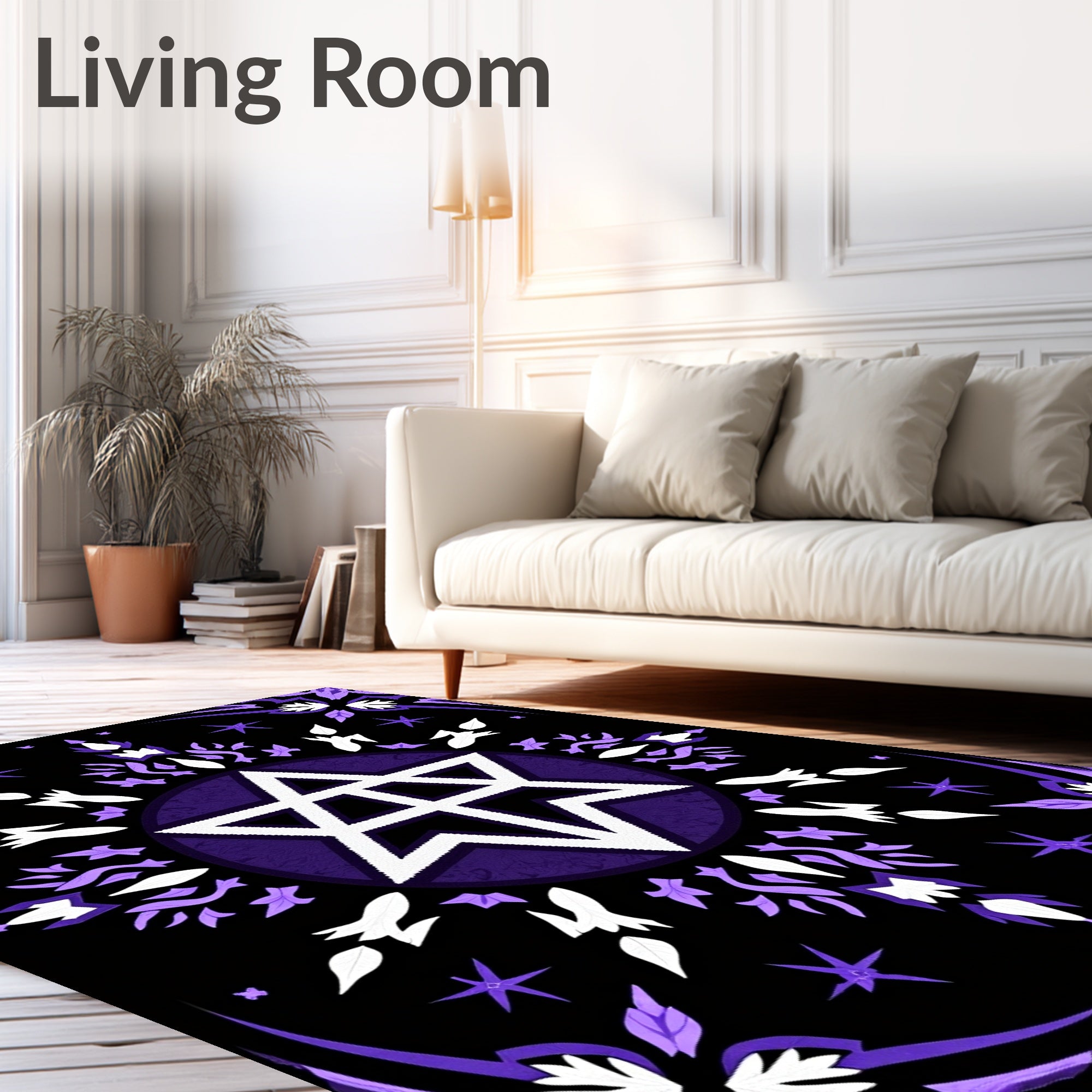 Vibrant Purple Star Mandala Rug