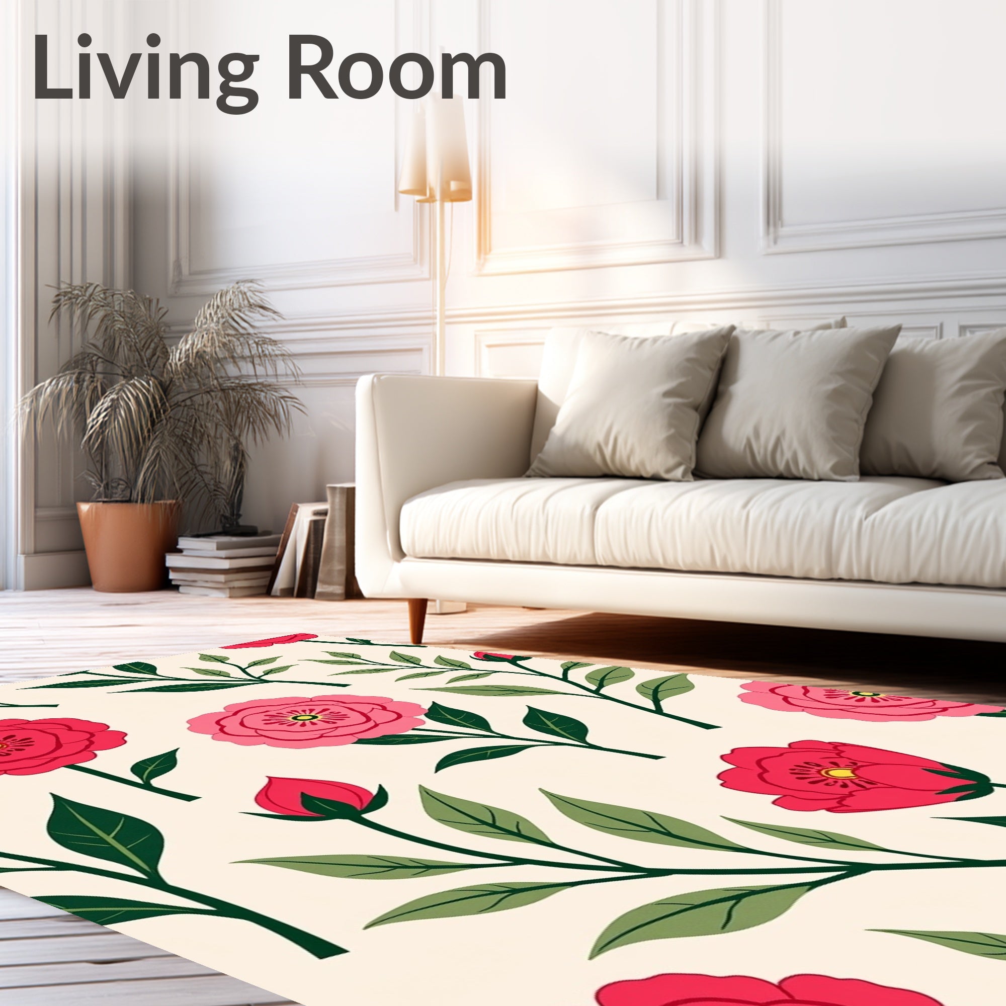 Vintage Pink and Red Floral Sprigs Rug
