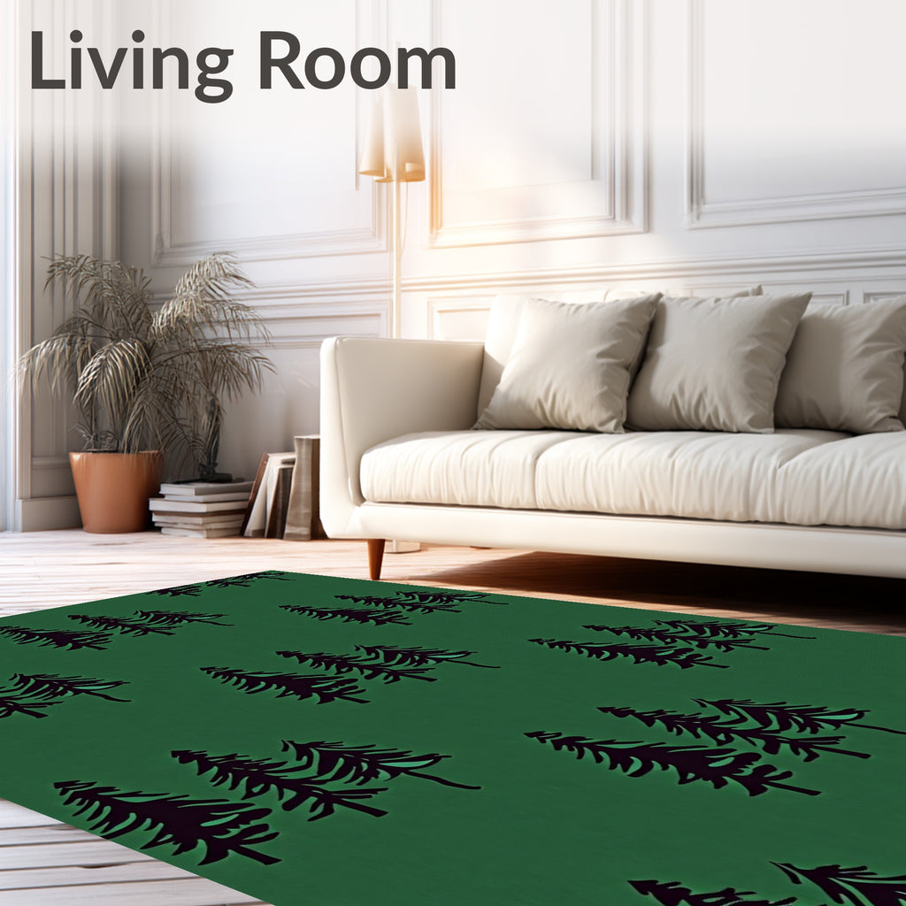 Deep Green Forest Trees Texture Rug