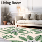 Elegant Green Leaf Medallion Bloom Rug