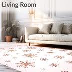 Copper Snowflake Scatter on Pink Background Rug