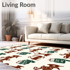 Earthy Brown Deer and Symbols Rug