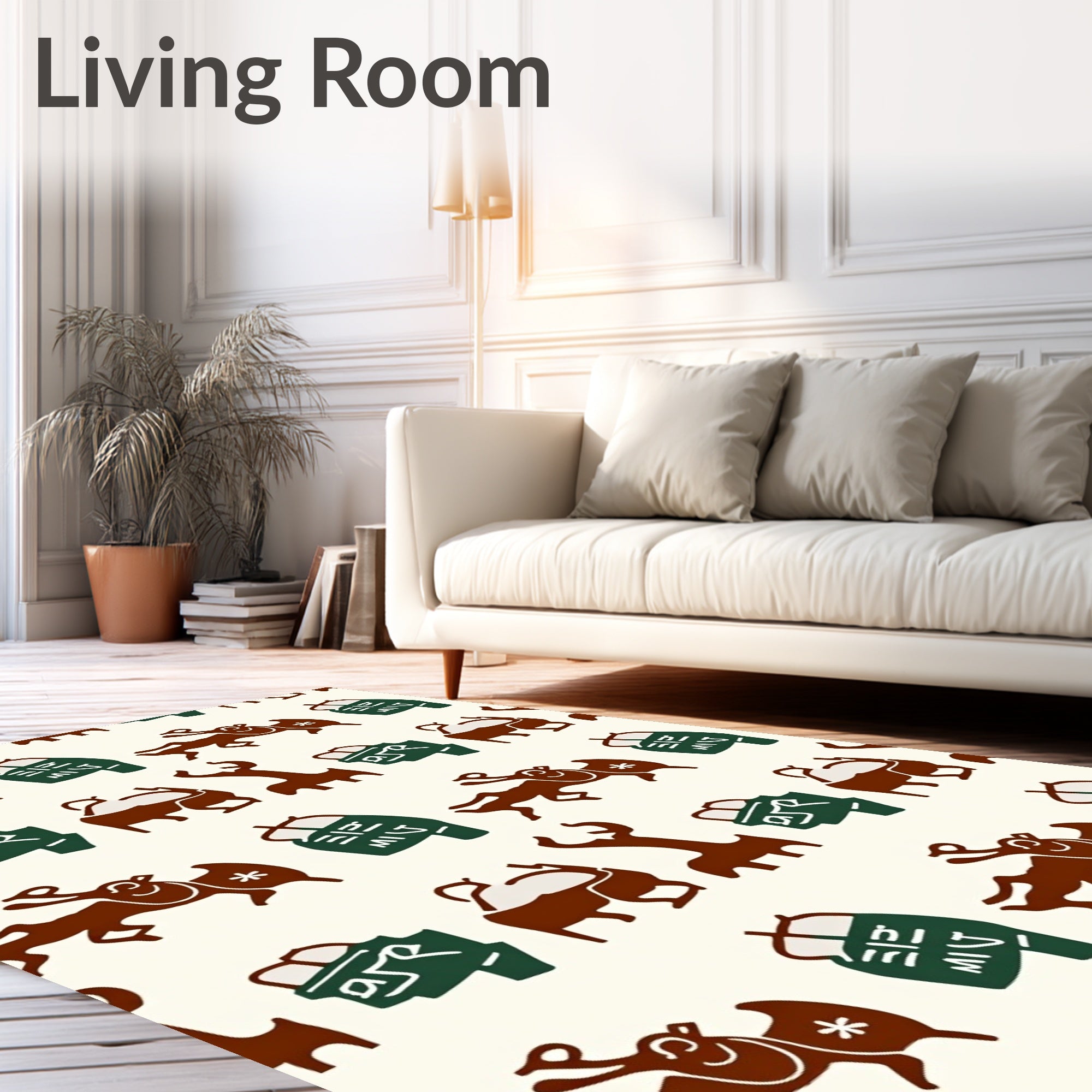 Earthy Brown Deer and Symbols Rug