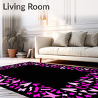 Pink Hearts and Stars Confetti Border Rug
