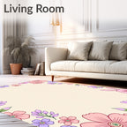 Pastel Floral Bunny Garden Border Rug