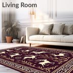 Burgundy Moonlit Deer Meadow Rug
