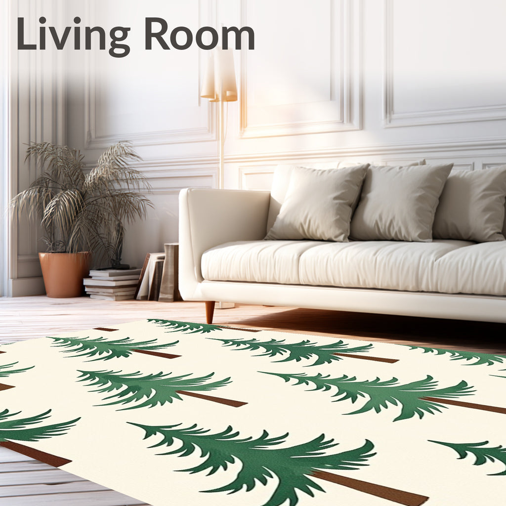 Evergreen Forest Tree Pattern Rug