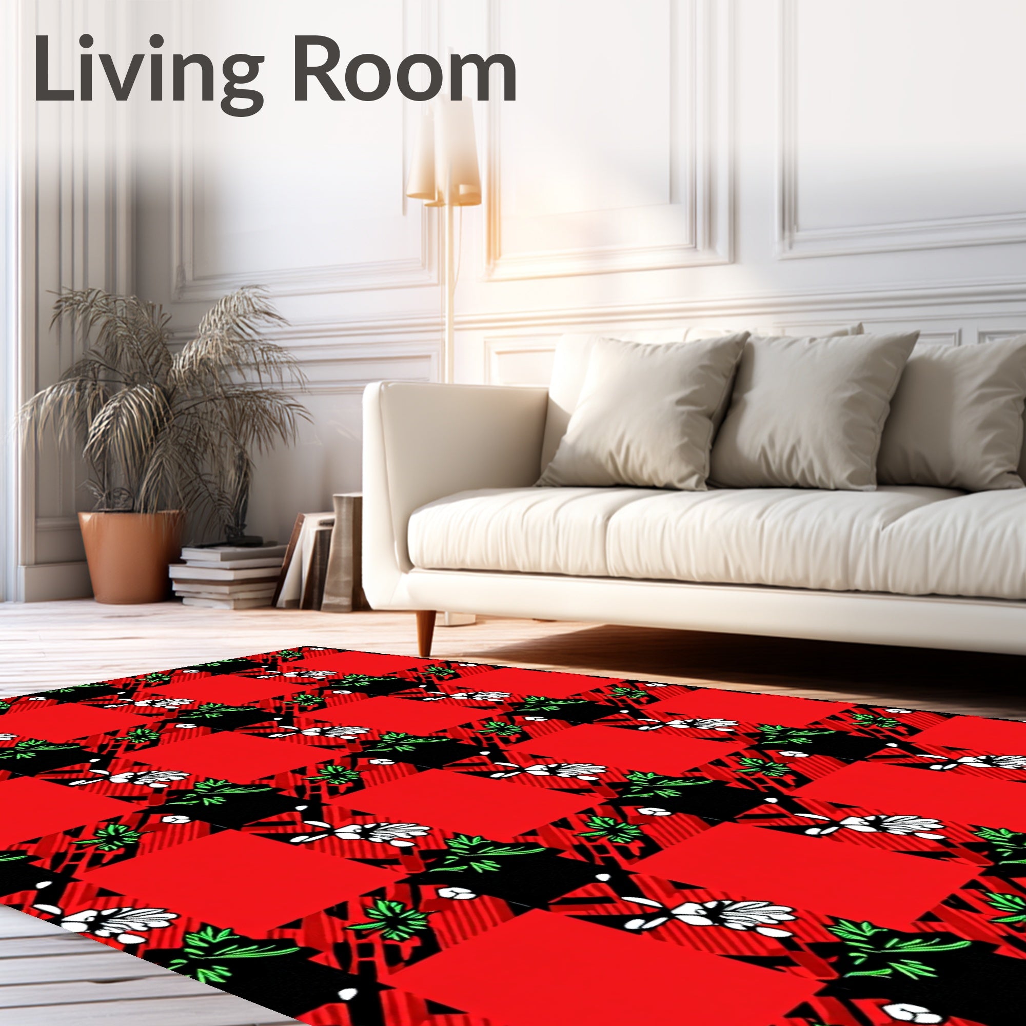 Red Plaid Floral Grove Rug