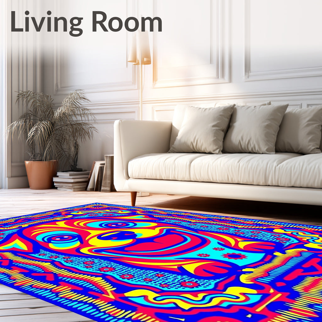 Vibrant Psychedelic Dog Portrait Rug