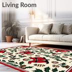 Jolly Santa Christmas Holly Garland Rug