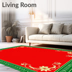 Red Gold Floral Border Frame Rug