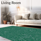 Emerald Green Leafy Swirls Rug