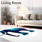 Majestic Blue Elephant With Teal Accents Rug