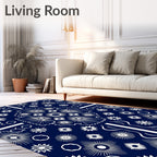 Navy White Starburst Bursting Dahlia Rug