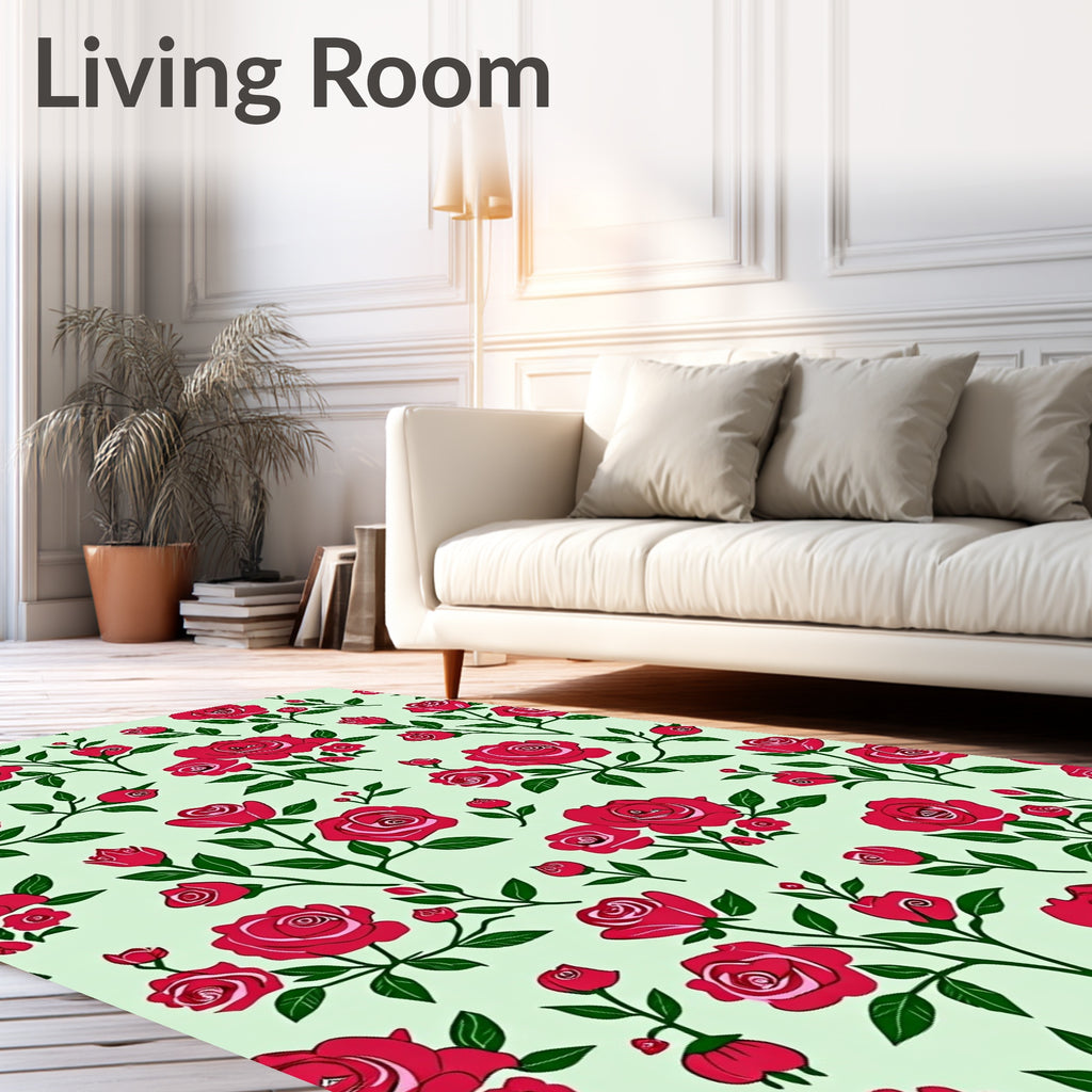 Crimson Rose Garden Vines Rug