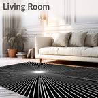 Radiating White Starburst Black Rug