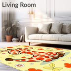 Cute Orange Giraffe Floral Yellow Rug