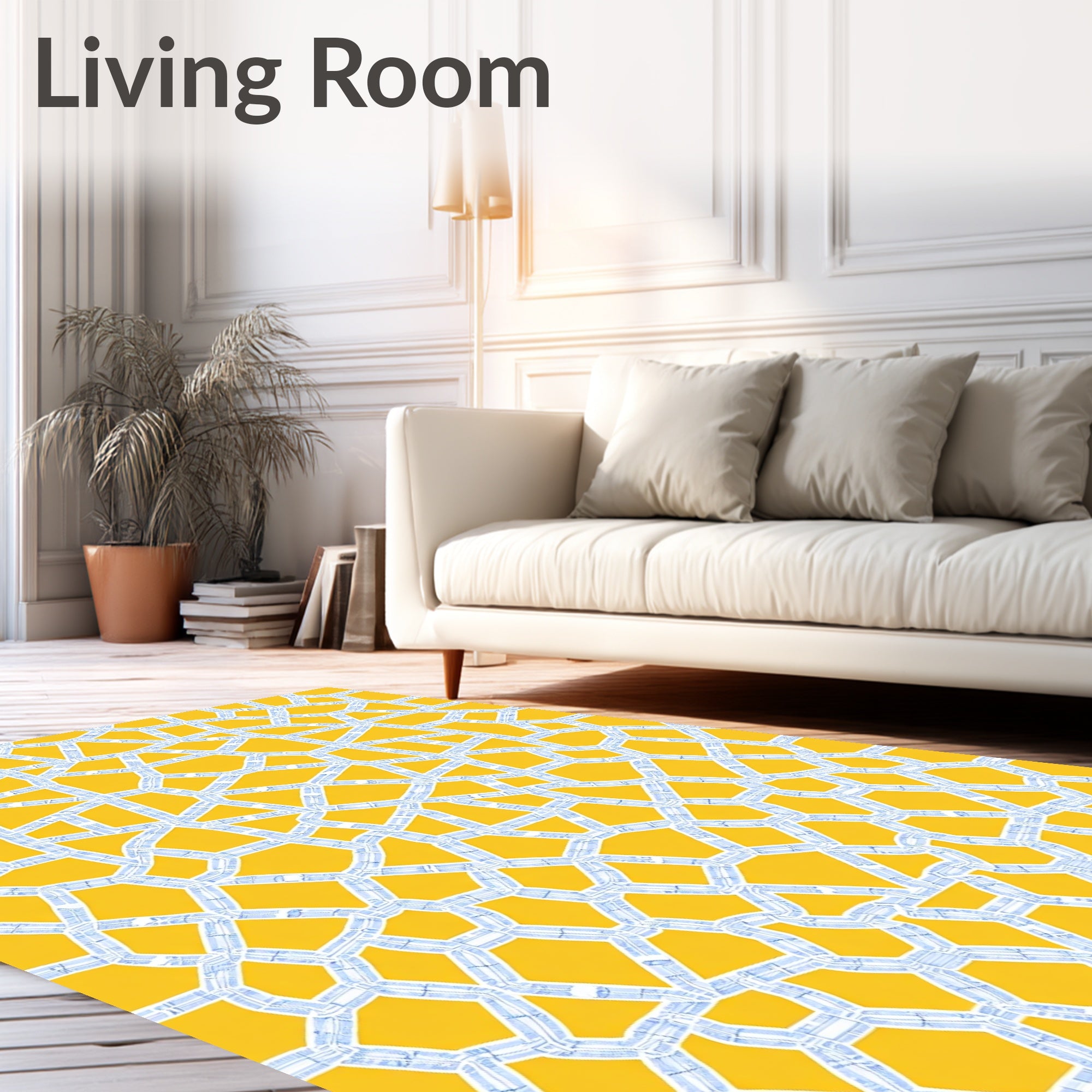 Golden Yellow Geometric Lattice Rug