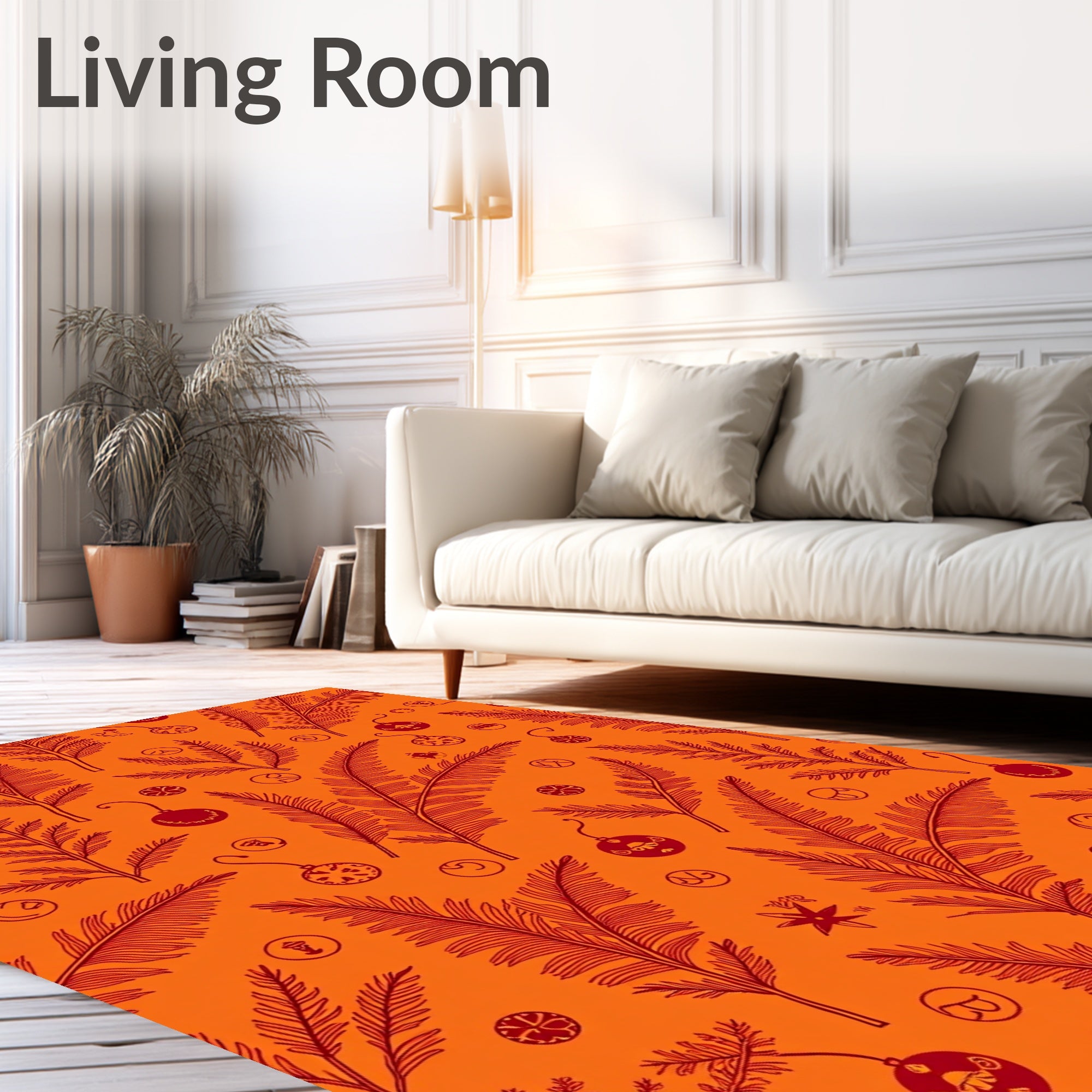 Crimson Feathered Ornaments Autumn Rug