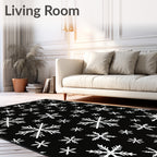 Black White Snowflake Scatter Rug