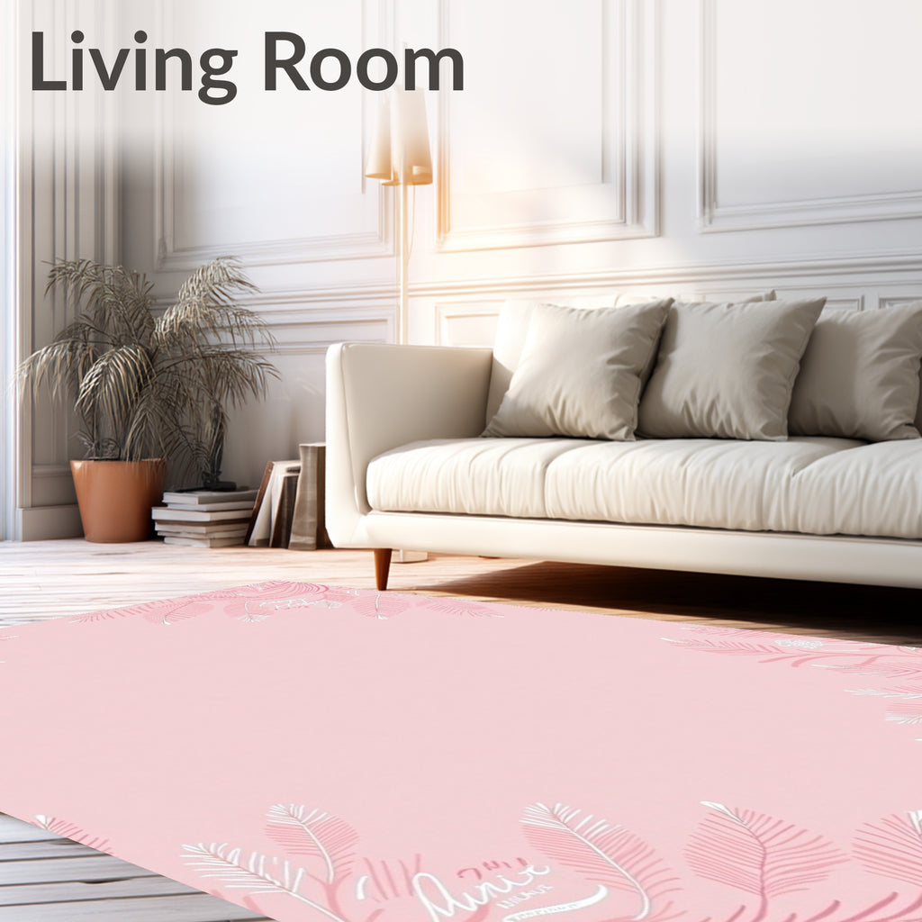 Pale Pink Feather Branches Rug