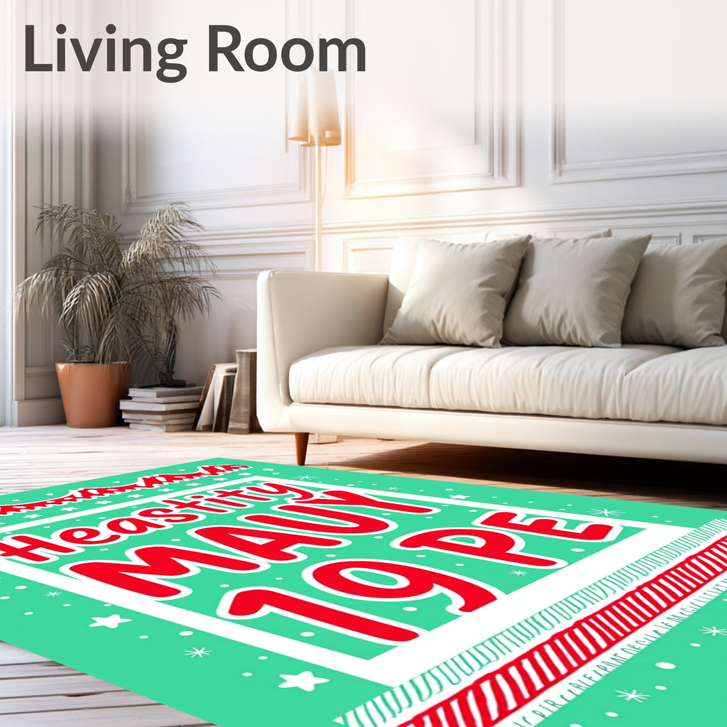 Festive Red White Holiday Border Rug