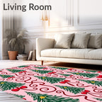 Whimsical Evergreen Bow Swirls Rug