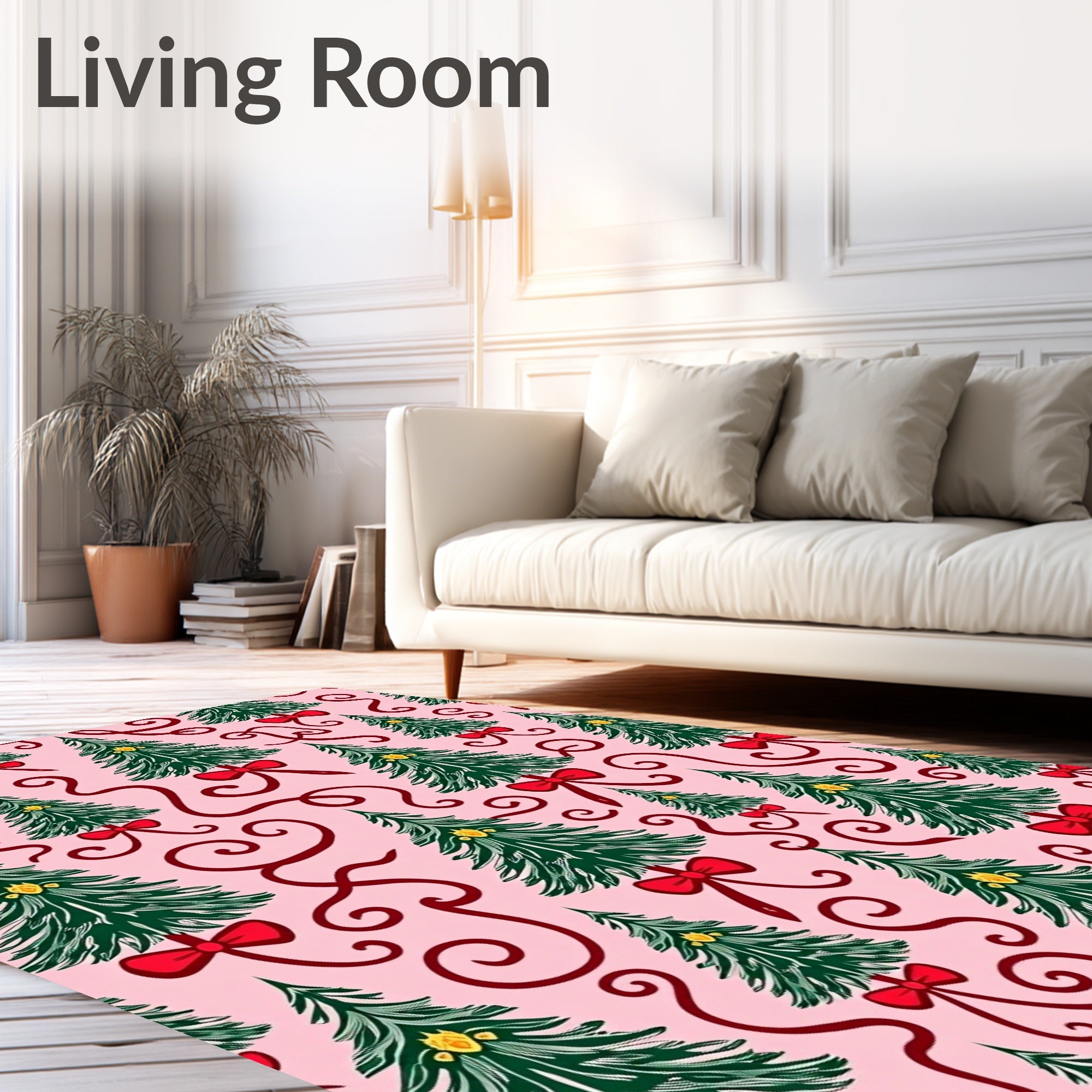 Whimsical Evergreen Bow Swirls Rug