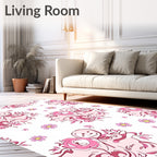 Sweet Pink Floral Character Collage Rug