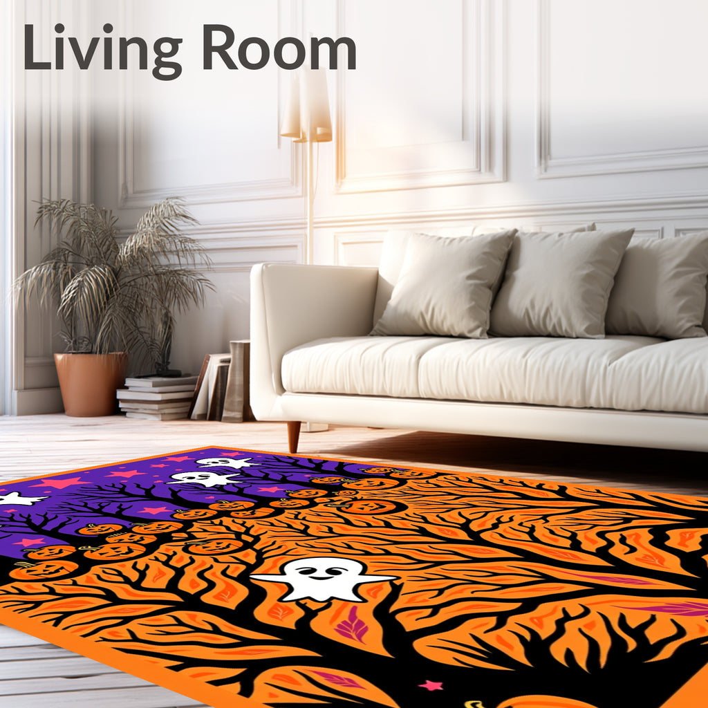 Spooky Ghosts and Jack O Lanterns Forest Rug