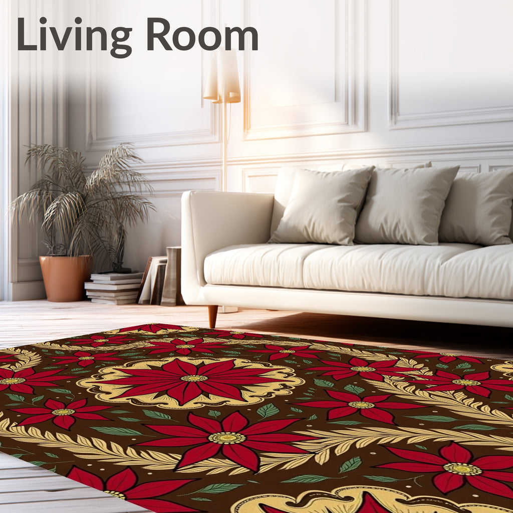 Crimson Flower Frieze Meadow Rug